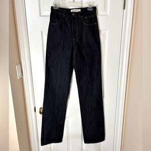 Materiel Women’s Straight High Waist Denim Pants with Bottom Functional Buttons